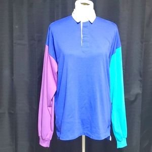Vibtage Fluid color block collared shirt